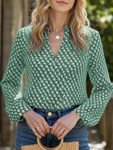 Women's pleated collar lantern sleeve shirt